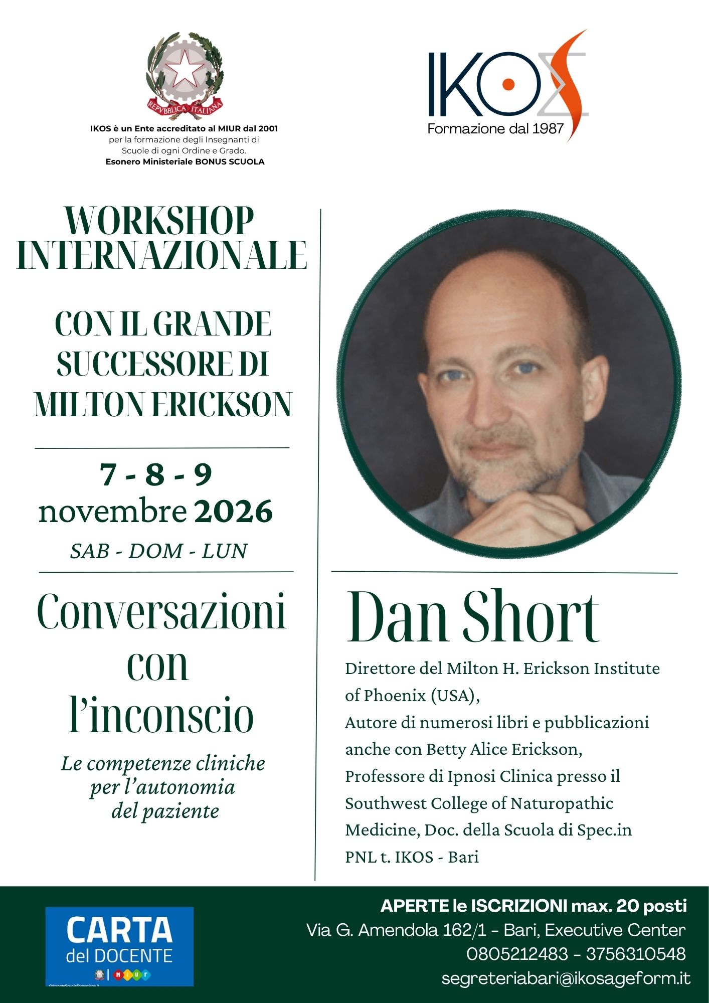 EVENTO INTERNAZIONALE: Architettura Ericksoniana della Scelta - 7-8-9 Nov. 2026