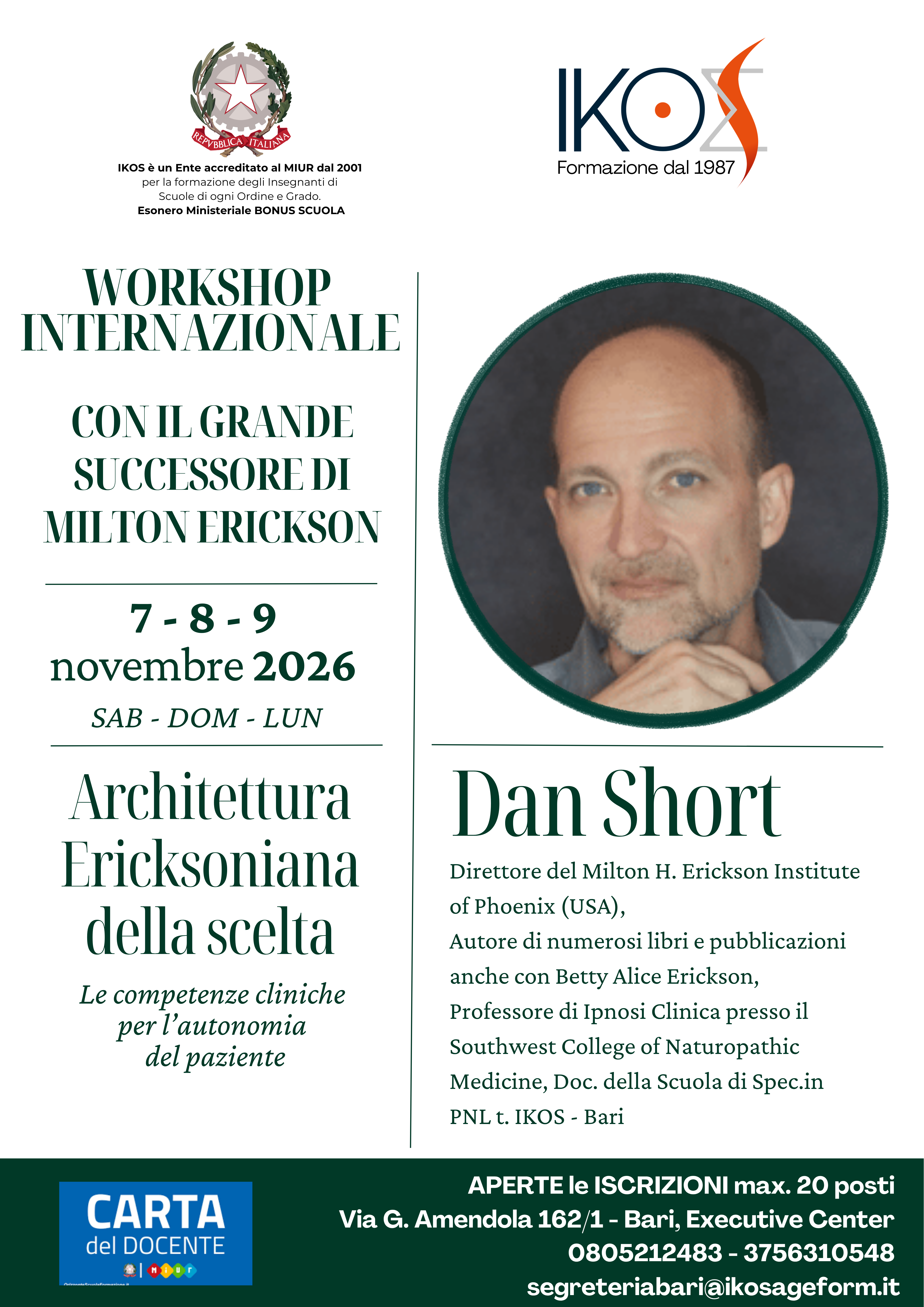 EVENTO INTERNAZIONALE: Architettura Ericksoniana della Scelta - 7-8-9 Nov. 2026