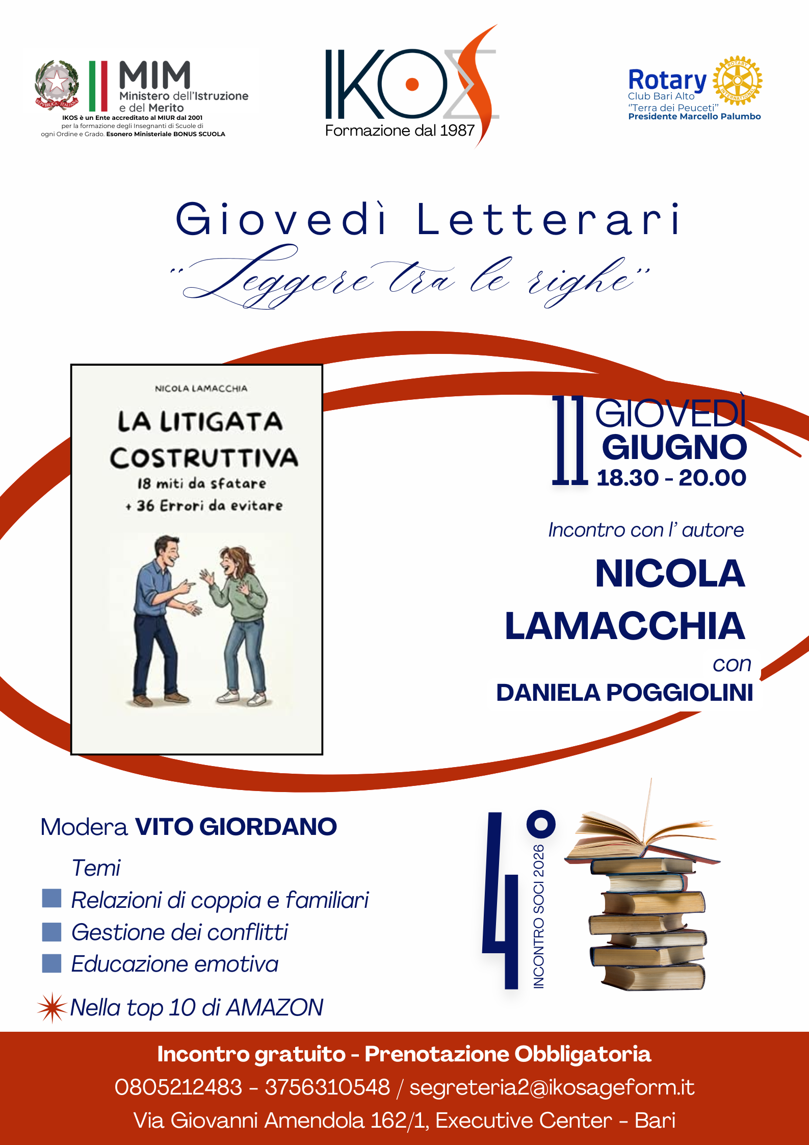 GIOVEDI' LETTERARI - Leggere tra le righe - 4° INCONTRO - 11 giugno 2026
