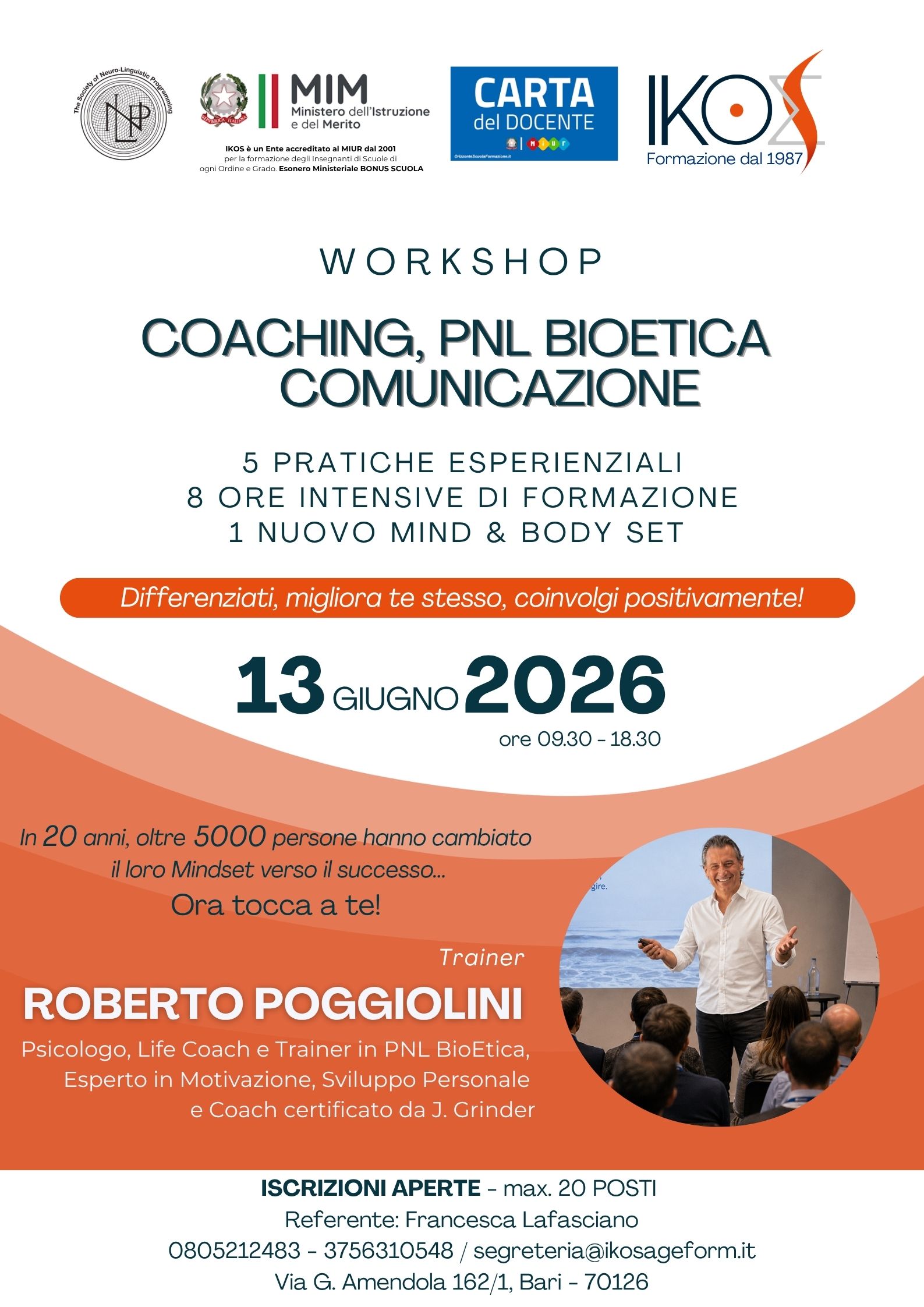 COACHING, PNL BIOETICA, COMUNICAZIONE - 13 giugno 2026