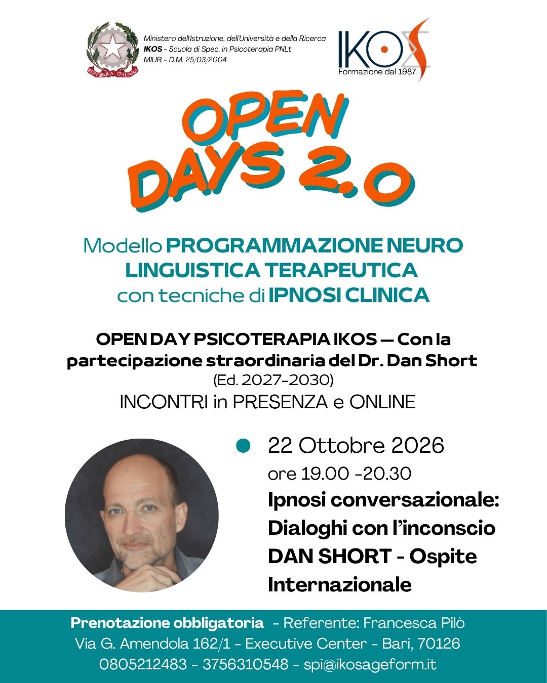 OPEN DAY – Scuola di Specializzazione in Psicoterapia PNLt IKOS