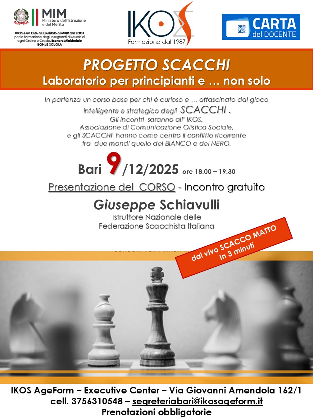 PROGETTO SCACCHI: Presentazione corso base per principianti e non solo!