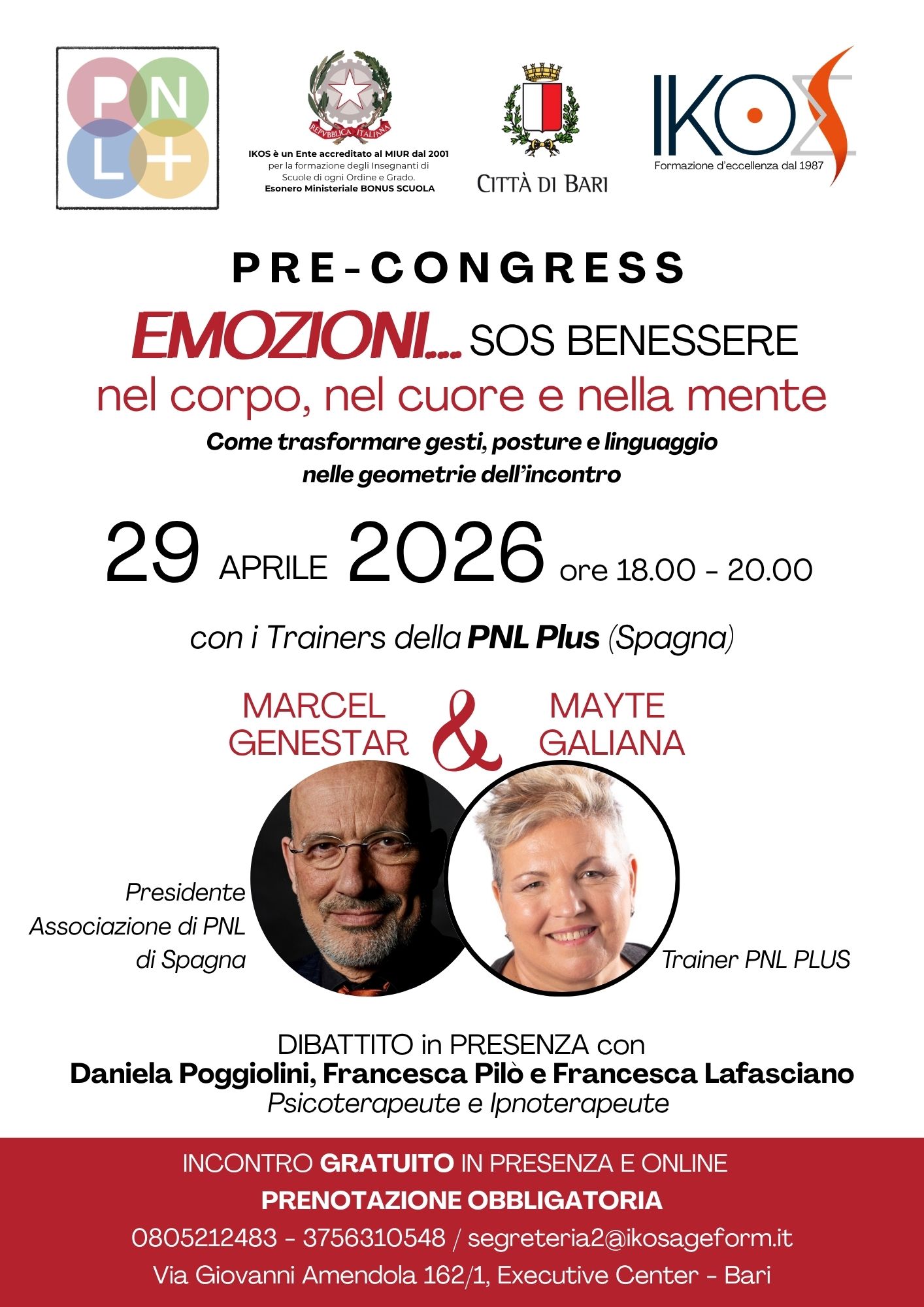 PRE - CONGRESS: EMOZIONI: nel corpo, nel cuore e nalla mente